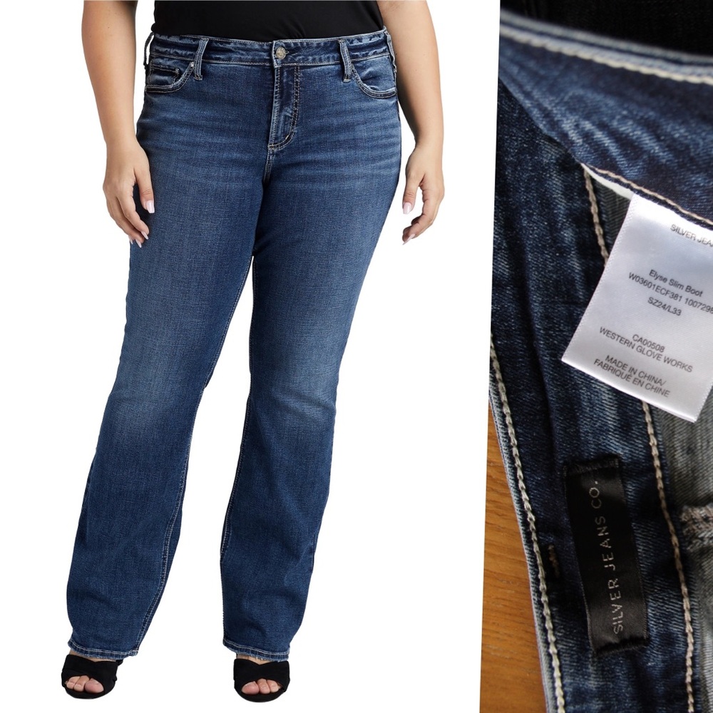 Silver Jeans Co. Women's Elyse Curvy Fit Jeans Plus Size 24 Preowned